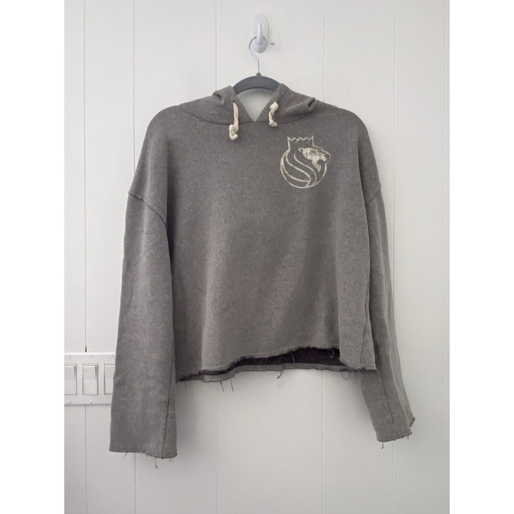 Sacramento Kings Women's Fanatics Gray Cropped Pullover Hoodie Gray M/L